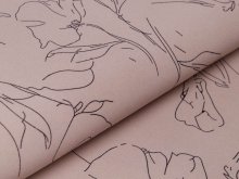 Webware Polyester-Mix - gezeichnete Blumen - beige