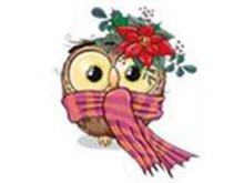Transfer-Applikation Christmas Owls zum Aufbügeln - ca. 8,0 cm x 6,5 cm - Eule mit Weihnachtstern
