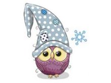 Transfer-Applikation Christmas Owls zum Aufbügeln - ca. 9,0 cm x 7,0 cm - Eule mit Zipfelmütze