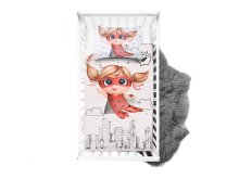 Webware Baumwolle PANEL 100 cm x 135 cm - kleine Superheldin Ladybug - weiß