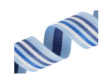 Gurtband Polyester-Baumwolle 38 mm - schmale Streifen - blau/weiß