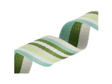 Gurtband Polyester-Baumwolle 38 mm - schmale Streifen - grün/weiß