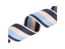 Gurtband Polyester-Baumwolle 38 mm - breite Streifen - blau/beige