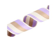 Gurtband Polyester-Baumwolle 38 mm - breite Streifen - flieder/beige