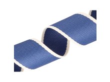 Gurtband Polyester-Baumwolle 38 mm - Streifen - jeansblau/beige