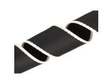 Gurtband Polyester-Baumwolle 38 mm - Streifen - schwarz/beige
