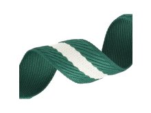 Gurtband Polyester-Baumwolle 38 mm - geflochtene Streifen - smaragdgrün/wollweiß