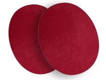 Velour Flicken oval zum Aufbügeln 14 cm x 11cm 2 Stück - uni rot