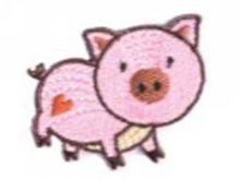 Applikation zum Aufbügeln - Schweinchen mit Herz - rosa