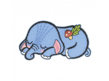 Applikation zum Aufbügeln schlafende Tiere - Elefant - blau