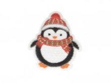 Applikation zum Aufbügeln - niedlicher Pinguin mit Winterkleidung - weiß