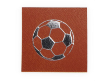 Applikation/Label aus ökologischem Kunstleder - Fußball - hellbraun-silberfarben