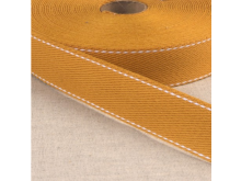 Gurtband Baumwolle 30 mm mit Ziernähten - uni ocker