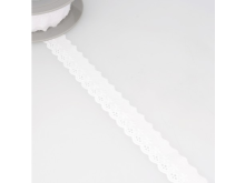 Spitze Broderie Baumwolle ca. 25 mm - Sternblütenstickerei - weiß