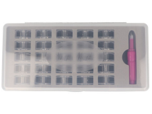 Spulenbox Nähfaden-Box mit 25 Spulen und Einfädler für Nähmaschinen - transparent 