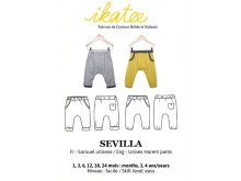 Französische Papier-Schnittmuster Ikatee - Haremshose SEVILLA - Babys / Kleinkinder