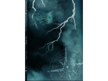 Sweat French Terry PANEL ca.  195cm x 140cm Digitaldruck Dark Sea by VerNÄHbar - Totenkopf und Schiff - dunkelblau