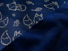Jackenstoff Softshell Reflektor Swafing Sakura - verspielte Füchse - dunkelblau