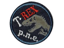 Applikation zum Aufbügeln ca. 5,5 cm x 5,5 cm - T-Rex p.n.e. - blau / rot