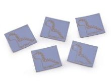 Applikationen/Label aus ökologischem Kunstleder ca. 27 mm x 30 mm - zahmer Dino - blau
