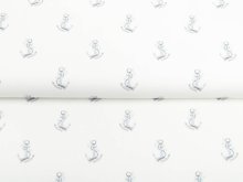 Webware Baumwolle Popeline Digitaldruck - verspielte Anker - wollweiß