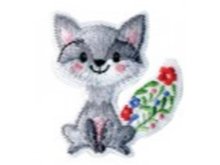 Applikation zum Aufbügeln Blumentierkinder - Katze - grau