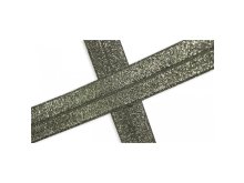Elastisches Einfassband/Falzgummi 20 mm mit Glitzerfäden - uni armygrün