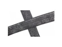 Elastisches Einfassband/Falzgummi 20 mm mit Glitzerfäden - uni grau