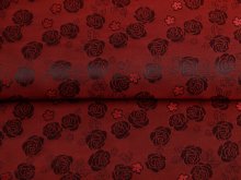Jacquard Futterstoff - Rosengarten - weinrot