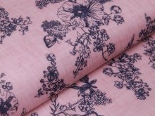 Webware Baumwolle Voile - Blumenranken - rosa