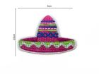 Nahaufnahme von Stick-Applikation zum Aufbügeln ca 5 cm x 3,5 cm - Hut - pink