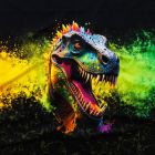 French Terry Digitaldruck Stenzo PANEL ca. 75 cm x 50 cm - großer Dinosaurier - schwarz