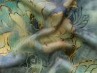 Webware Viskose Rayon - Aquarelle Blumen - blau - petrol