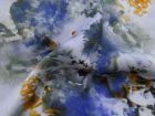 Nahaufnahme von Webware Viskose Rayon - Aquarells Muster - blau