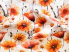 Musselin Baumwolle Double Gauze - Mohnblumen - weiß