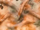 Webware Viskose Rayon - Aquarelle Blätter - braun - orange 