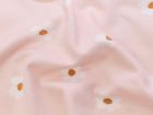 Nahaufnahme von Jersey Digitaldruck - weiße Blümchen - rosa