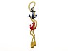 Nahaufnahme von Stick-Applikation zum Aufbügeln ca 20 cm x 3,5 cm - Anker mit Seil - gold