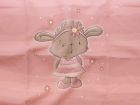 Nahaufnahme von Sweat French Terry PANEL ca 30 cm  x 38 cm gestreift - süßer Hase - rosa