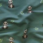 Jersey Digitaldruck - kleine Pandas - dunkelgrün