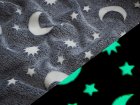 Wellnessfleece "Glow in the Dark" - Sonne Mond und Sterne - grau
