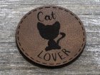 Label Kunstleder KDS - CAT LOVER - braun