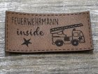 Label Kunstleder KDS - FEUERWEHRMANN inside - braun