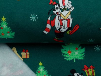 Sweat French Terry Hemmers Itex Disney Mickey Mouse Christmas Collection - Pluto und Freunde feiern Weihnachten - tannengrün