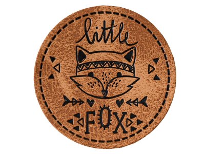 Jessy Sewing Kunstleder-Label mit aufgedruckter Nähnaht - "Little Fox" - braun