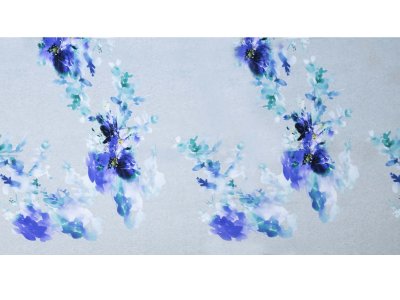 KDS Queen's Collection Vanessa - Webware Viskose PANEL ca. 160cm x 75cm - aquarelle Blüten - grau