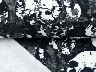 Sweat French Terry Premium Collection Black & White Skulls - grusselige Skulls - schwarz