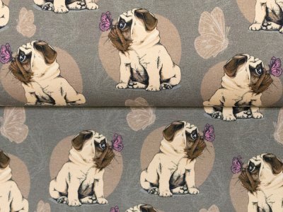 Sweat French Terry Eigenproduktion KDS - Pippin the Pug - braun
