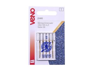 VENO Nähmaschinennadel Jeans 130/705 Stärke 90  - 5 Stück - gold