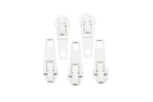 Slider / Zipper / Automatikschieber für Reißverschlüsse Größe 3 - Set 5 Stück -  weiß